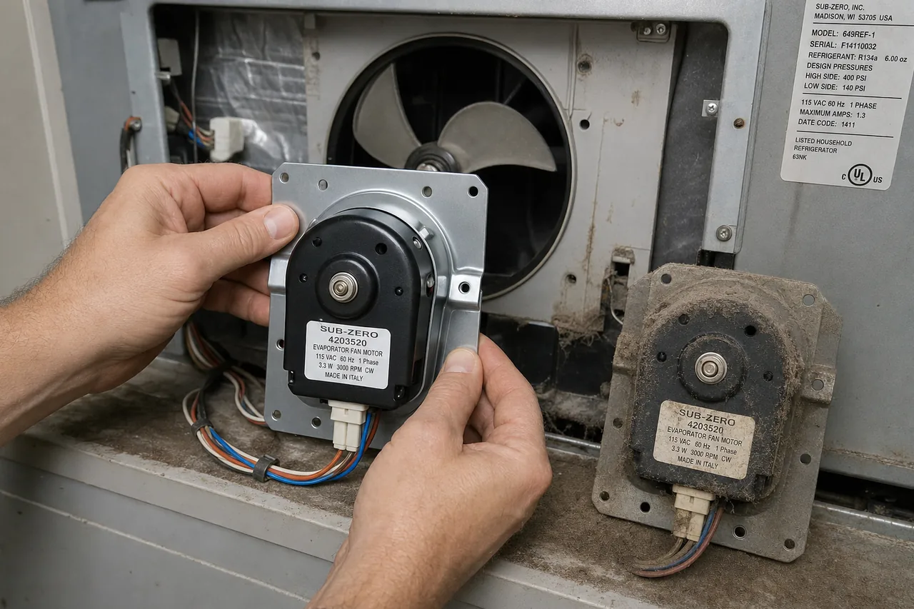 Close-up of an OEM appliance part replacement